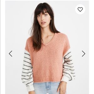 Madewell Balloon Sleeve Colorblock Sweater
